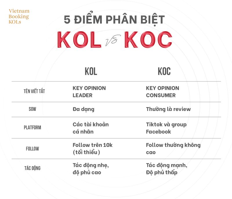 Sự Khác Biệt Giữa KOL Và KOC