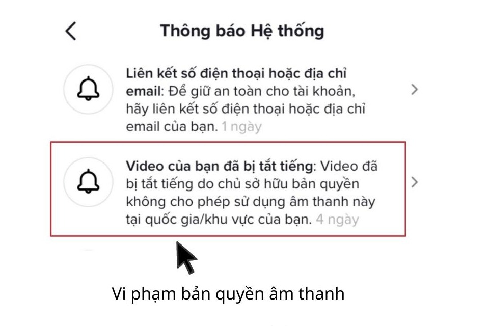 Sử dụng nhạc cùng lúc với nội dung vi phạm